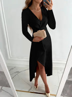 Juliette Abito Lungo Donna – Abito Elegante con Scollo a V, Maniche Lunghe e Taglio Femminile Chic