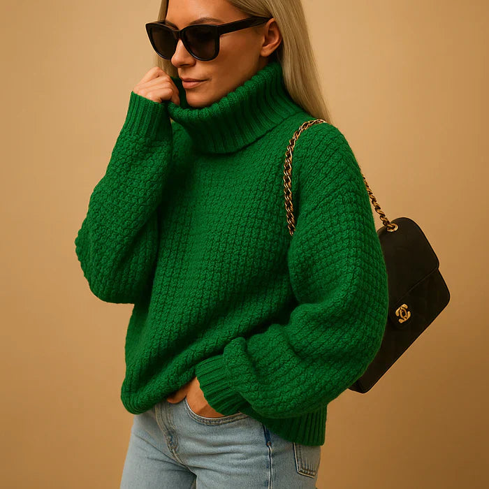 Elisha Women's Turtleneck Sweater – Casual & Stylish Chunky Knit for Winter