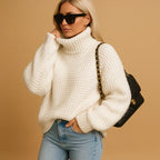 Elisha Pull Col Roulé Femme – Pull en Maille Épaisse Décontracté & Élégant pour l’Hiver