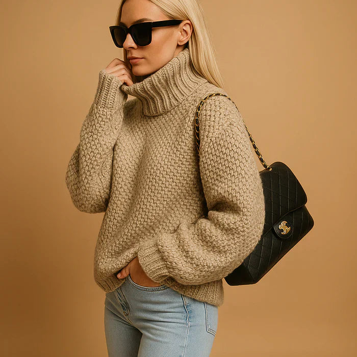 Elisha Women's Turtleneck Sweater – Casual & Stylish Chunky Knit for Winter