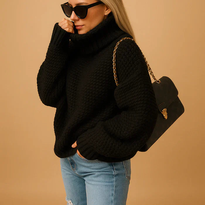 Elisha Women's Turtleneck Sweater – Casual & Stylish Chunky Knit for Winter