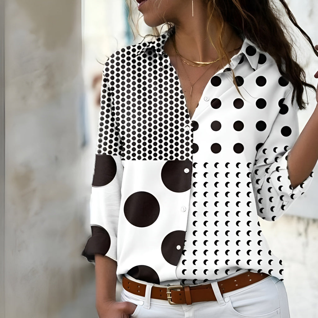 Serena Women's Blouse – Elegant Printed Flowy Blouse with Loose Fit & Breathable Fabric
